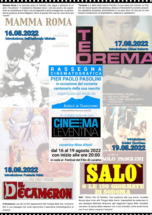 Rassegna cinematografica dal 16 al 19 agosto 2022